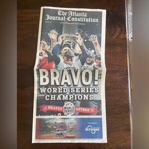 AJC Newspaper Atlanta Braves World Series Champions - November 4, 2021